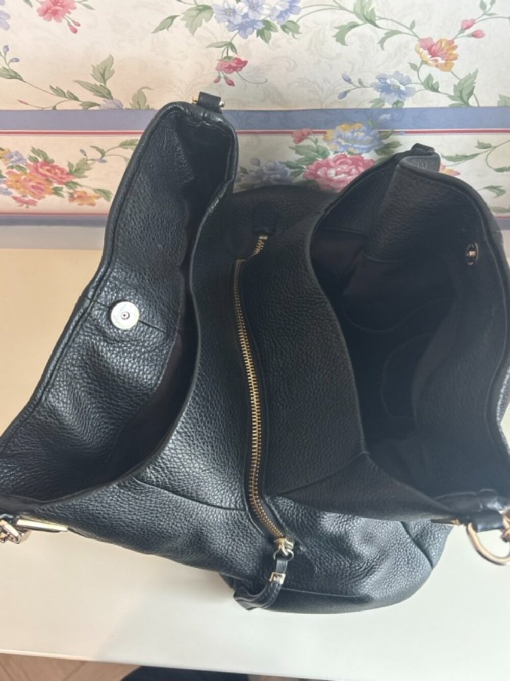 Coach Hallie Shoulder Bag Black Pebbled Leather with Gold Hardware - Picture 16 of 16